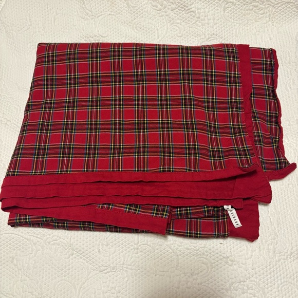 Pottery Barn Other - Pottery Barn Madison Red Plaid Christmas Square Table Throw Tablecloth 50” x 50”